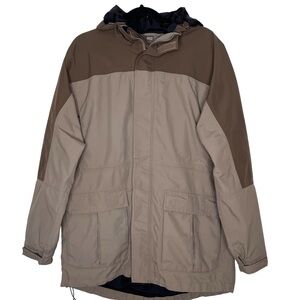 Cabelas Jacket Mens Brown 100% Nylon Dry Plus Breathable Outdoor Hooded, M